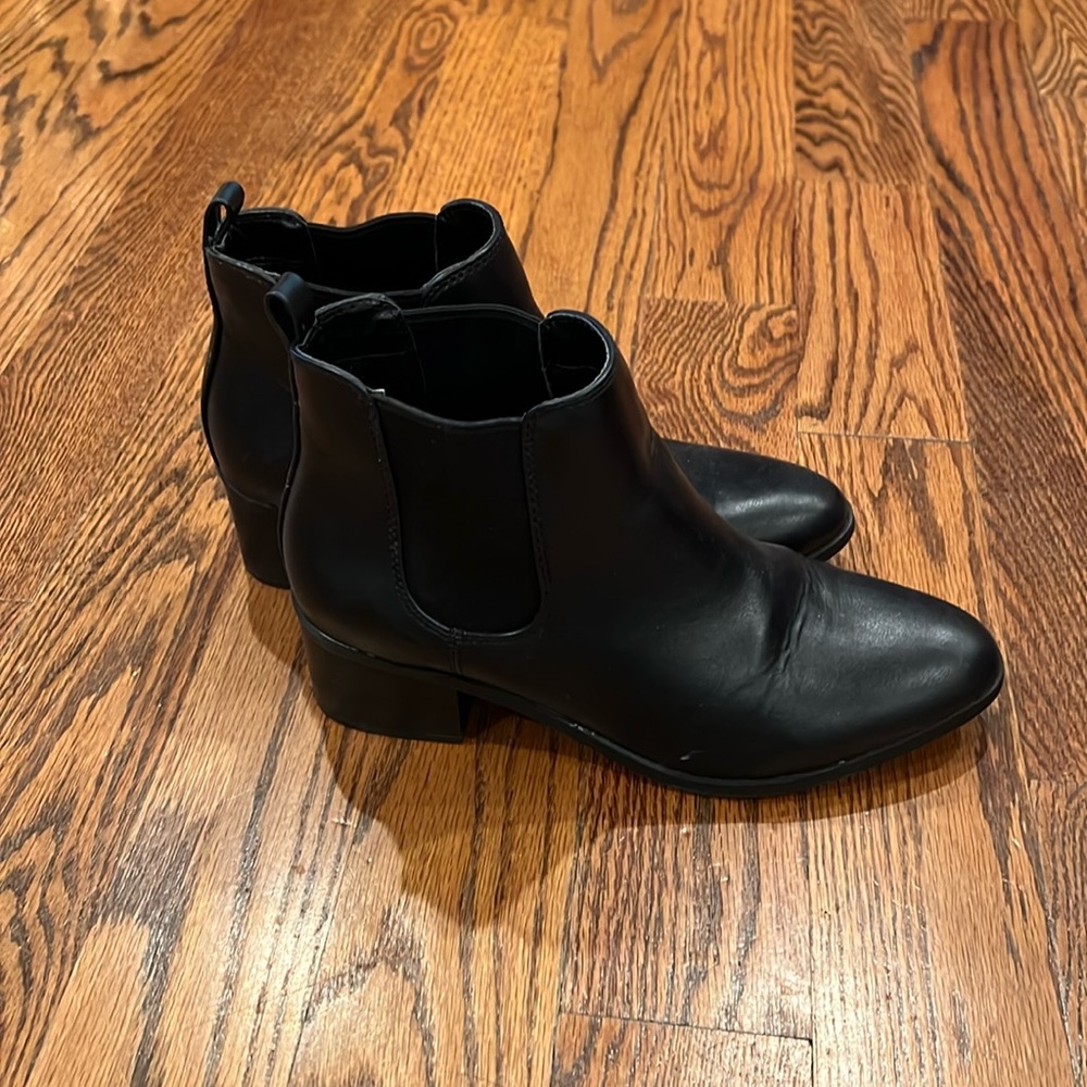 Black leather booties